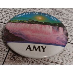Niagra Falls Canada Amy Vintage‎ Button pin pinback collectable Souvenir Promo